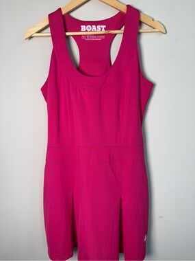 Boast Court Tennis Dress Pleated Racerback Magenta Pink Built In Bra Sz L